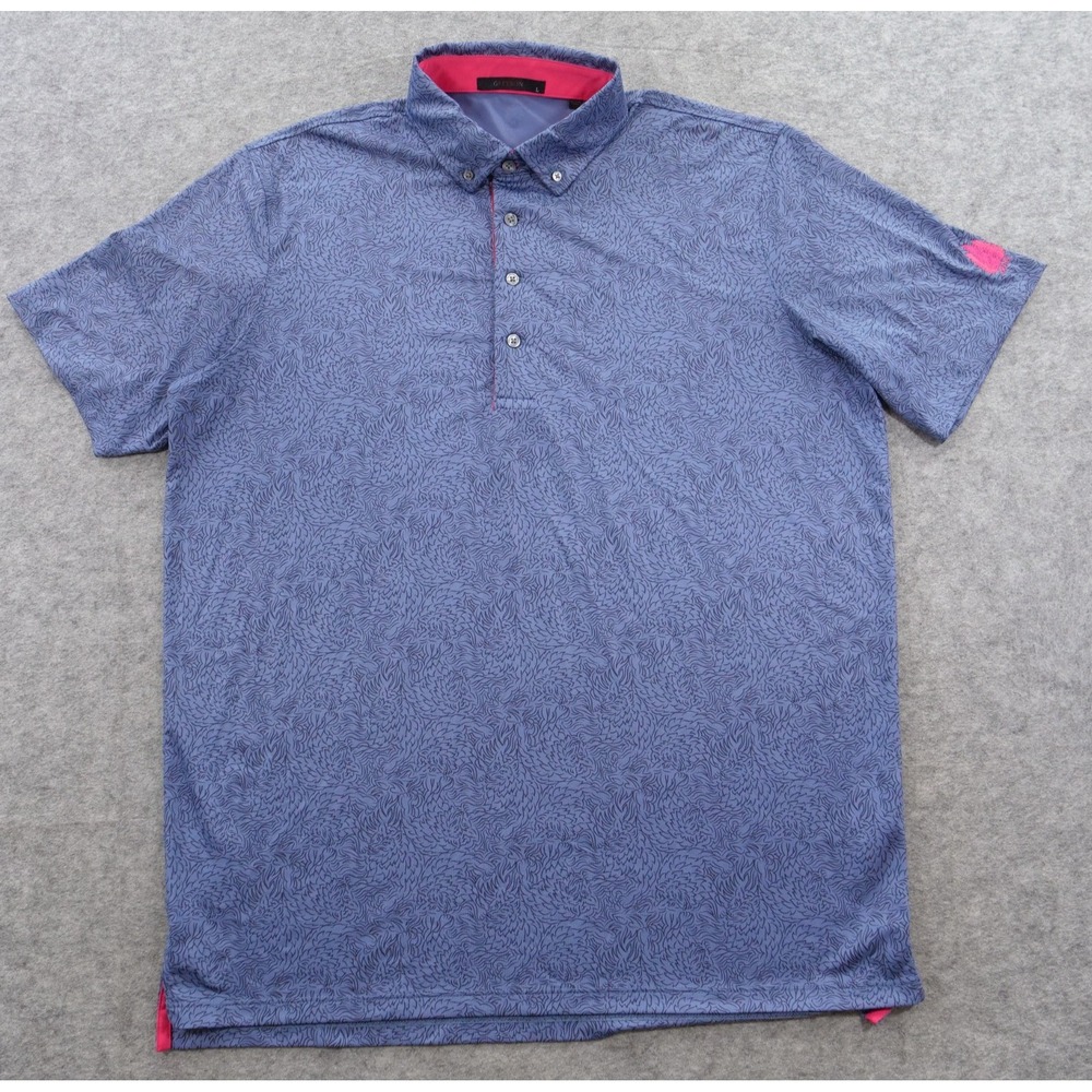 Greyson Polo Shirt Mens Large Purple Golf Stretch Lightweight Logo Cotton